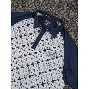 Tattoo Golf Performance Polo Shirt Mens‎ XL Blue White Skull Clubs Golf Logo
